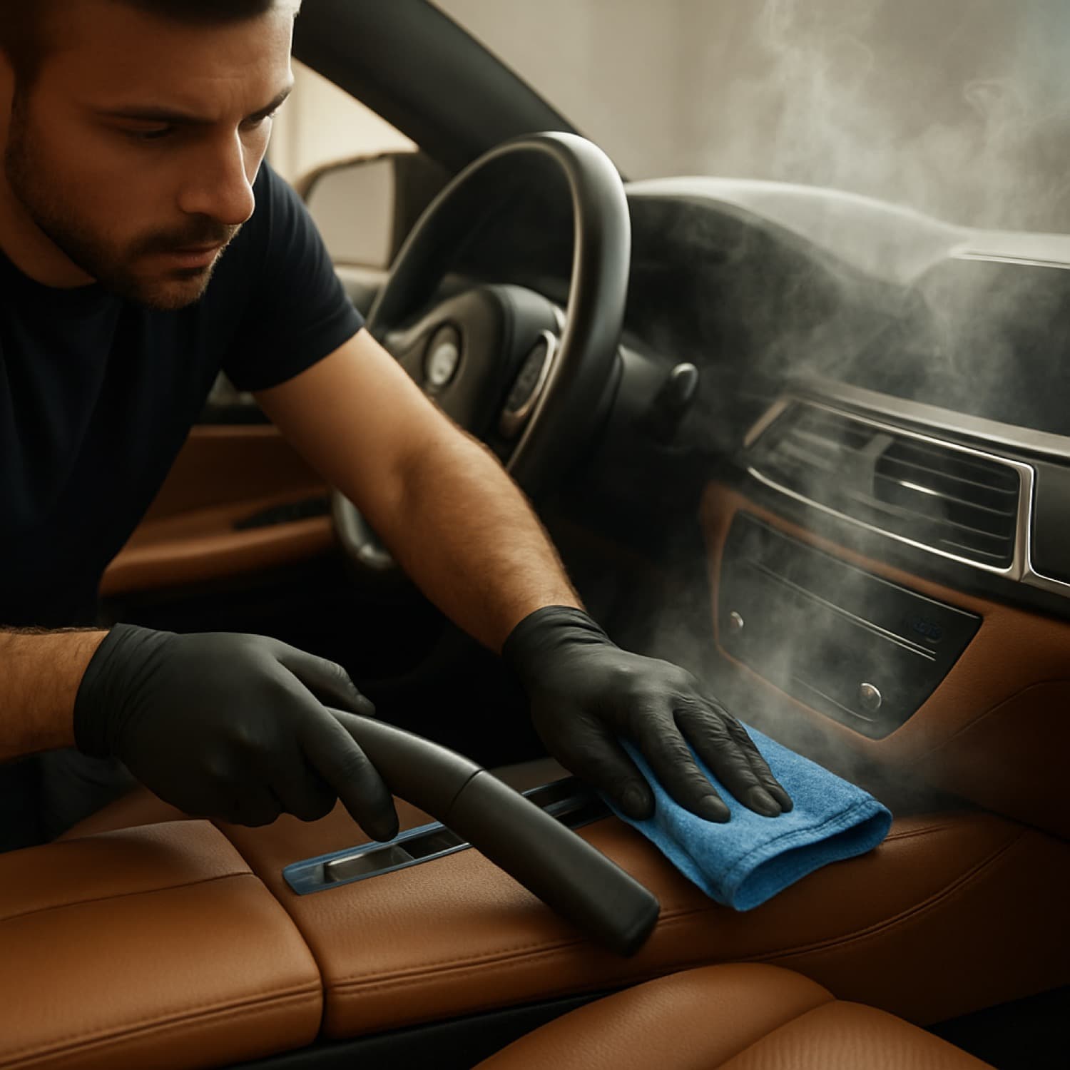 Detailed car interior and dashboard after a deep clean